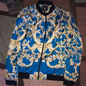 Blue and gold windbreaker jacket